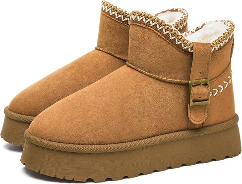 FINIWOR Snow Boots for Women Waterproof, Warm Fur Lined Mini Womens Boots Winter, Fall Ankle Boots Platform Non-slip in Saudi Arabia