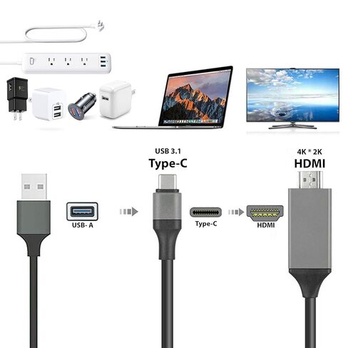 Powered USB-C 4k HDMI Cable Compatible with Kyocera DuraForce PRO 3/5g UW/Ultra 5G UW/Extreme Plus USB Charging at Max 2160p@60Hz, 6Ft/2M Cable [Thunderbolt] in Kuwait