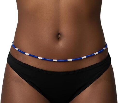 Handcrafted Glass Waist Beads, 44 Inch Colorful Glass Beads with Glow in Dark Accents on Cotton Threads, 8 Color Options (Pink) in Saudi Arabia