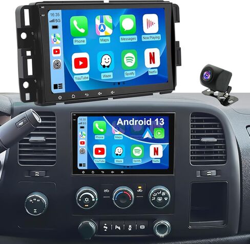 Car Radio for GMC Sierra 1500/2500/3500 2007-2013, Chevrolet Chevy Silverado 1500/2500/3500 2007-2013, Yukon 2007-2014, Impala 2007-2013, 8'' Carplay Touch Screen Android Auto Stereo, GPS FM BT Camera in Saudi Arabia