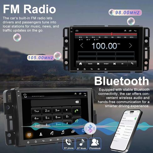 Car Radio for GMC Sierra 1500/2500/3500 2007-2013, Chevrolet Chevy Silverado 1500/2500/3500 2007-2013, Yukon 2007-2014, Impala 2007-2013, 8'' Carplay Touch Screen Android Auto Stereo, GPS FM BT Camera in Saudi Arabia