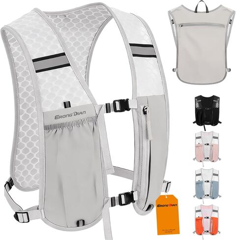 Running Hydration Vest Backpack, 5L Lightweight Hydration Packs for Women Men, Adjustable Chest Straps Daypack, Reflective Running Vest for Hiking, Cycling, Trail Race, Marathon - Grey in Saudi Arabia