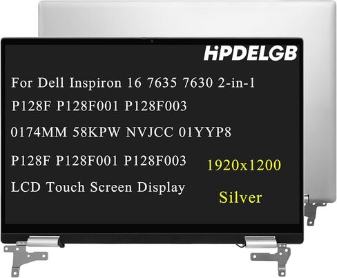 بديل لجهاز Dell Inspiron 16 7635 7630 2 في 1 P128F P128F001 P128F003 0NVJCC NVJCC 1920x1200 WUXGA IPS LCD تعمل باللمس مجموعة رقمية فضية in Saudi Arabia