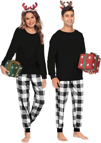 Christmas Family Matching Pajamas Set Couples Button Down Sleepwear Loungewear Long Sleeve Plaid Pjs Lounge Set in Saudi Arabia