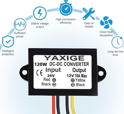 DC 24V to 12V 10A 120W Power Step-Down Converter, Waterproof Power Conversion Transformer for LED Lights in Golf carts and Club Cars in Kuwait