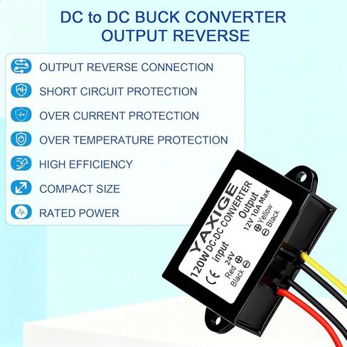 DC 24V to 12V 10A 120W Power Step-Down Converter, Waterproof Power Conversion Transformer for LED Lights in Golf carts and Club Cars in Kuwait