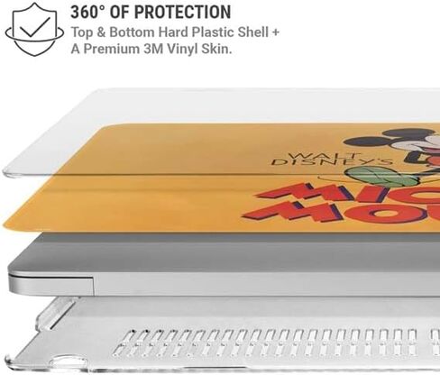 حقيبة كمبيوتر محمول Skinit بالإضافة إلى غلاف متوافق مع جهاز MacBook Air 15in (2023) - تصميم شخصيات ديزني ميكي ماوس والت ديزني الكلاسيكي المرخص رسميًا in Kuwait