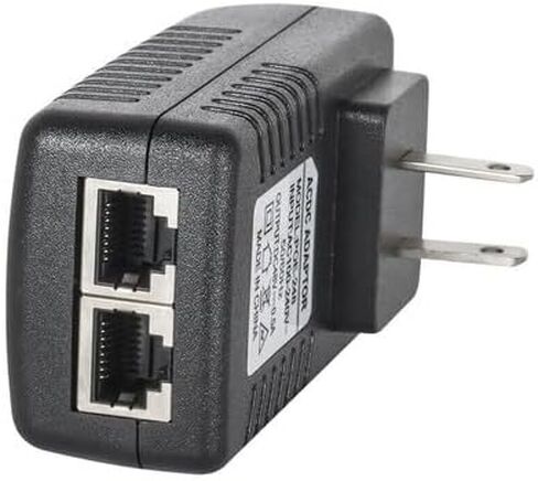 8X 48V 0.5A Passive PoE Power Injector Kit – for IP Cameras & VoIP Phones, US Plug, AC 100–240V Input, 24W DC Output, Certified Safety in Saudi Arabia