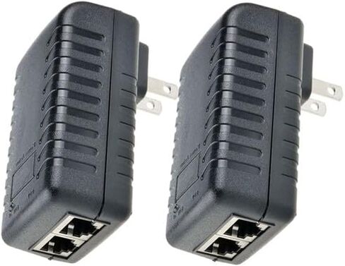 قطعتان من حاقن POE 24V1A مع قابس حائط مدمج - بيانات إيثرنت + محول طاقة لهواتف IP، وكاميرات CCTV، والبوابات، ومحطات الشبكة 24 فولت in Kuwait