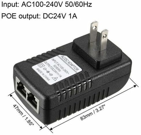قطعتان من حاقن POE 24V1A مع قابس حائط مدمج - بيانات إيثرنت + محول طاقة لهواتف IP، وكاميرات CCTV، والبوابات، ومحطات الشبكة 24 فولت in Kuwait