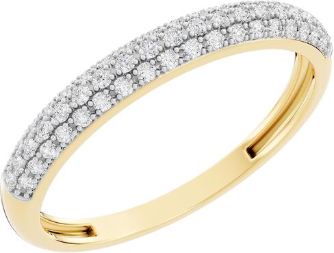 مجموعة Dazzlingrock 0.25 Cttw خاتم زفاف مستدير من الماس الأبيض 3 صفوف مرصع وقابل للتكديس للنساء من الذهب الخالص عيار 10 قيراط in Kuwait
