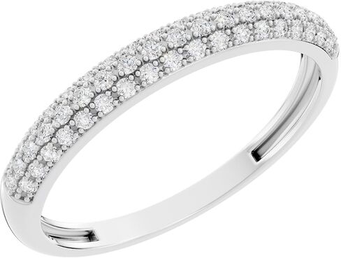 مجموعة Dazzlingrock 0.25 Cttw خاتم زفاف مستدير من الماس الأبيض 3 صفوف مرصع وقابل للتكديس للنساء من الذهب الخالص عيار 10 قيراط in Kuwait