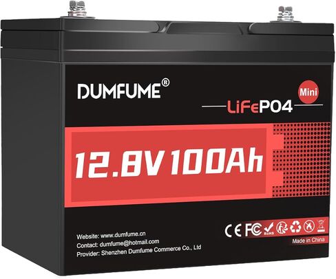 بطارية ليثيوم LiFePO4 صغيرة 12 فولت 100 أمبير، 100 أمبير BMS، 1280 وات في الساعة، 6000+ دورات BCI Group 24 بطارية ليثيوم فوسفات الحديد مثالية لتخزين الطاقة RV والطاقة الشمسية وخارج الشبكة والطاقة المنزلية in Kuwait