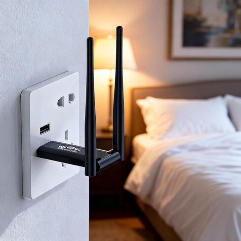 محول شبكة واي فاي USB موسع إنترنت لاسلكي 300 ميجابت في الثانية هوائي مزدوج لاستخدام جهاز التوجيه المنزلي in Saudi Arabia