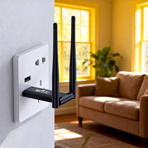 محول شبكة واي فاي USB موسع إنترنت لاسلكي 300 ميجابت في الثانية هوائي مزدوج لاستخدام جهاز التوجيه المنزلي in Saudi Arabia
