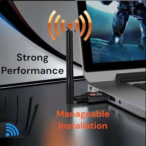 محول واي فاي USB ثنائي النطاق AC600 ميجابت في الثانية للكمبيوتر المكتبي 2.4/5 جيجا هرتز، محول واي فاي لسطح المكتب والكمبيوتر المحمول دونجل شبكة استقبال لاسلكية مع هوائي، متوافق مع Windows11.10/8/7/XP/VISTA، MAC، LINUX in Saudi Arabia