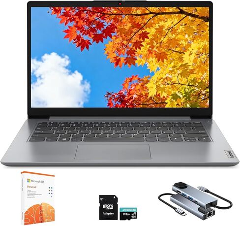 Lenovo IdeaPad 1 1i 14 inch Student Laptop with 1-Year Microsoft 365, Intel Dual Core Processor, 8GB RAM, 512GB SSD + 128GB eMMC, SD Card Reader, Privacy Camera, Long Battery Life, Windows 11 Home in Kuwait