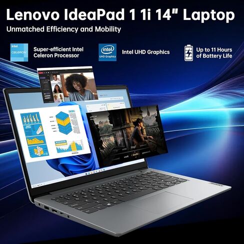 Lenovo IdeaPad 1 1i 14 inch Student Laptop with 1-Year Microsoft 365, Intel Dual Core Processor, 8GB RAM, 512GB SSD + 128GB eMMC, SD Card Reader, Privacy Camera, Long Battery Life, Windows 11 Home in Kuwait