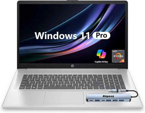 كمبيوتر محمول HP 2025 17، شاشة FHD مقاس 17.3 بوصة، معالج AMD Ryzen 5 (Beats i7-1165G7)، ذاكرة الوصول العشوائي 32 جيجابايت، 1 تيرابايت SSD، HDMI، كاميرا ويب، Wi-Fi 6، Windows 11 Pro، فضي مع قاعدة توصيل in Kuwait
