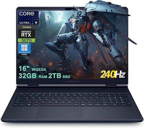 كمبيوتر محمول Dell Alienware 16X Aurora Gaming AI مقاس 16 بوصة WQXGA 240 هرتز (100% DCI-P3) Intel 24-core Ultra 9 275HX 64 جيجابايت ذاكرة الوصول العشوائي 2 تيرابايت SSD GeForce RTX 5070 (ما يصل إلى 798 AI Tops) Thunderbolt Win11Pro مع مساعد الطيار in Kuwait