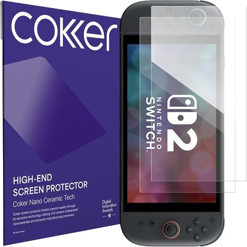 COKER [2 PACK Ultra Clear Gaming Screen Protector for Nintendo Switch 2 Anti-Scratch, Anti-Fingerprint, Anti-Glare, Touch Sensitive, PET Film, Blue Light Block, Easy Install in Saudi Arabia