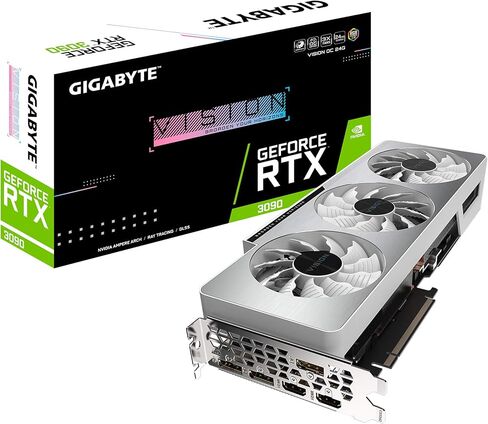 بطاقة رسومات GIGABYTE GeForce RTX 3090 Vision OC 24G، 3X WINDFORCE Fans، 24GB 384-bit GDDR6X، بطاقة فيديو GV-N3090VISION OC-24GD in Kuwait