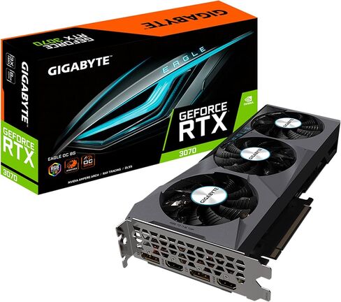 بطاقة رسومات GIGABYTE GeForce RTX 3070 Eagle OC 8G (REV2.0)، 3X WINDFORCE Fans، LHR، 8GB 256-bit GDDR6، GV-N3070EAGLE OC-8GD REV2.0 بطاقة فيديو (متجددة) in Kuwait