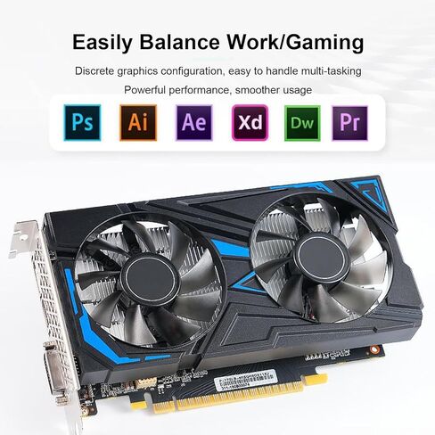 بطاقة رسومات Docooler GTX 1650 سعة 4 جيجابايت 128 بت GDDR5 ومروحة تبريد مزدوجة ورسومات كمبيوتر منخفضة الطاقة لوحدة معالجة الرسومات لألعاب العمل وتحرير الفيديو ومنافذ متعددة in Kuwait