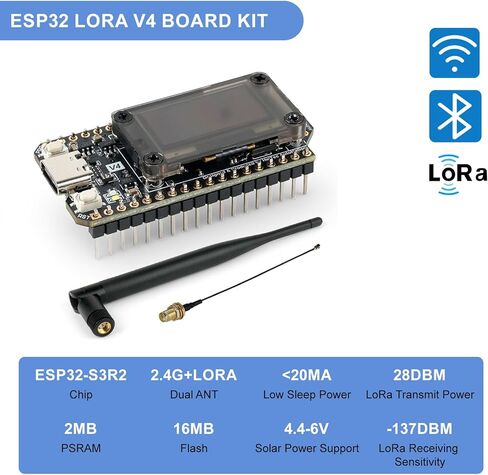 لوحة تطوير WiFi LoRa 32 V4 مع 0.96 بوصة OLED ESP32S3 WiFi & BLE وحدة SX1262 LoRa Node 28dBm 915MHz لـ Arduino Meshtastic LoRaWAN IoT in Saudi Arabia