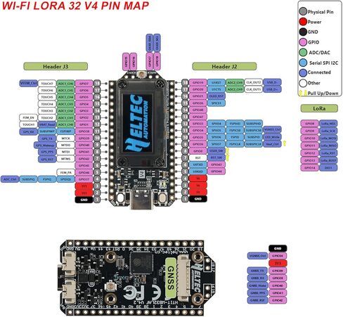 لوحة تطوير WiFi LoRa 32 V4 مع 0.96 بوصة OLED ESP32S3 WiFi & BLE وحدة SX1262 LoRa Node 28dBm 915MHz لـ Arduino Meshtastic LoRaWAN IoT in Saudi Arabia