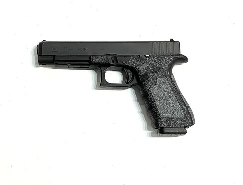 Handleitgrips Gun Grip Tape Wrap Compatible with Glock 17/22/34/35 Gen 4, Black Hybrid Textured Rubber Pistol Grip Tape with Gray Sandpaper Inserts, Gun Grip Wrap, Veteran Owned, Made in USA in Saudi Arabia