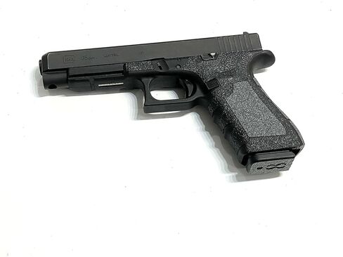 Handleitgrips Gun Grip Tape Wrap Compatible with Glock 17/22/34/35 Gen 4, Black Hybrid Textured Rubber Pistol Grip Tape with Gray Sandpaper Inserts, Gun Grip Wrap, Veteran Owned, Made in USA in Saudi Arabia