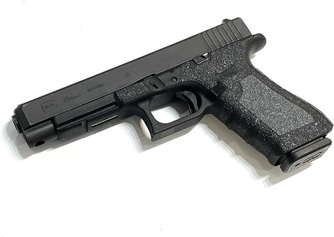 Handleitgrips Gun Grip Tape Wrap Compatible with Glock 17/22/34/35 Gen 4, Black Hybrid Textured Rubber Pistol Grip Tape with Gray Sandpaper Inserts, Gun Grip Wrap, Veteran Owned, Made in USA in Saudi Arabia