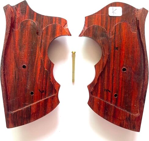 Hardwood Handgun Grips Compatible with Smith and Wesson K/L Frame Square Butt Revolvers Finger Groove Checkered Design Deluxe Classic Handmade Craft Handcraft in Kuwait
