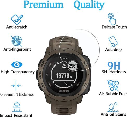 Tempered Glass Screen Protector For Garmin Instinct Tactical - Anti-Scratch, Anti-Glare, Anti-Fingerprint [4 Pack] Screen Protector Compatible with Garmin Instinct Tactical in Saudi Arabia