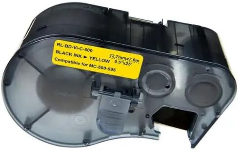 شريط ملصقات متوافق مع MC-1000-595-YL-BK Innovations MC-1000-595-YL-BK حروف سوداء وخلفية صفراء لشريط الملصقات - BMP41 - BMP51 - BMP53 Printer (1000) in Saudi Arabia