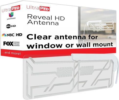UltraPro Indoor TV Antenna for Smart TV, Long Range HD Local Channels, Easily Mount on Wall or Window, Supports 4K 1080P HDTV VHF UHF, 360° Reception, Clear, 86002 in Saudi Arabia