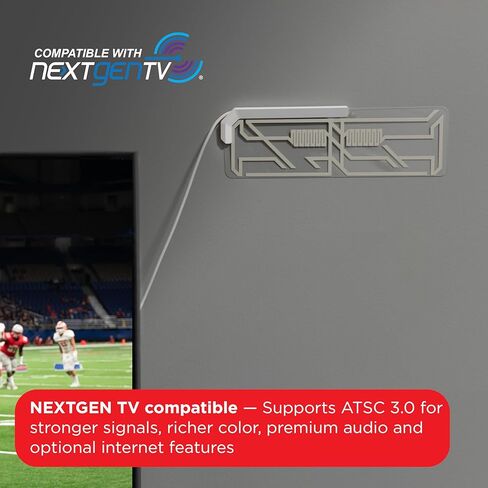 UltraPro Indoor TV Antenna for Smart TV, Long Range HD Local Channels, Easily Mount on Wall or Window, Supports 4K 1080P HDTV VHF UHF, 360° Reception, Clear, 86002 in Saudi Arabia