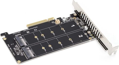 بطاقة محول M.2 Dual NVMe SSD لبطاقة توسيع قارئ محرك الأقراص الصلبة PCIE X8 لتحسين أداء الألعاب وكفاءة العمل، تدعم PCIE 3.0، 4.0 - المصممين ومحرري الفيديو in Kuwait