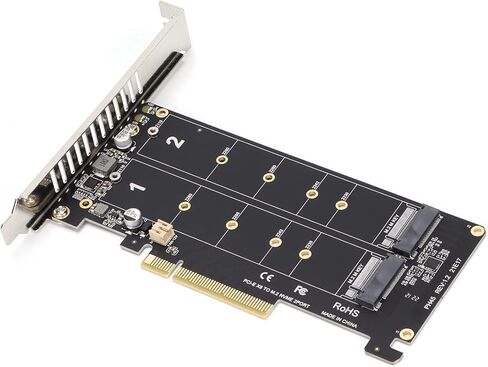 بطاقة محول M.2 Dual NVMe SSD لبطاقة توسيع قارئ محرك الأقراص الصلبة PCIE X8 لتحسين أداء الألعاب وكفاءة العمل، تدعم PCIE 3.0، 4.0 - المصممين ومحرري الفيديو in Kuwait