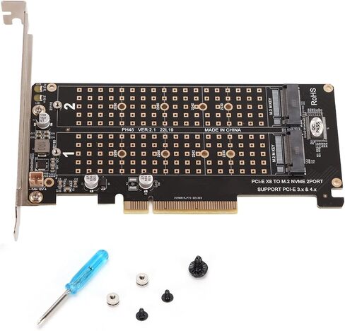 بطاقة محول M.2 Dual NVMe SSD لبطاقة توسيع قارئ محرك الأقراص الصلبة PCIE X8 لتحسين أداء الألعاب وكفاءة العمل، تدعم PCIE 3.0، 4.0 - المصممين ومحرري الفيديو in Kuwait
