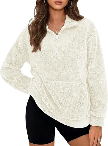 YUCOLEN Fleece Pullover Women Long Sleeve Fuzzy Half Zip Sweatshirt with Pockets Warm Winter Jacket 2026 Trendy in Saudi Arabia