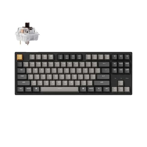 لوحة مفاتيح ميكانيكية سلكية Keychron C1 Pro تخطيط TKL، إضاءة خلفية RGB قابلة للبرمجة QMK مع مفتاح أحمر صامت K Pro قابل للتبديل السريع، أغطية مفاتيح PBT مزدوجة اللقطة من OEM متوافقة مع نظام التشغيل Mac Windows Linux in Kuwait