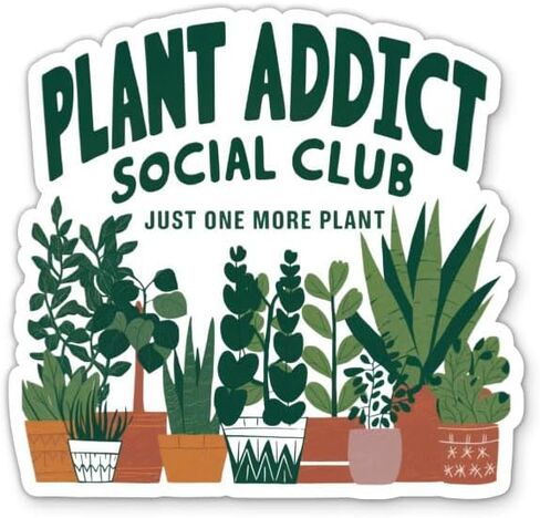 ملصقات Plant Addict Social Club - عبوتان - فينيل مقاوم للماء للسيارة والهاتف وزجاجة المياه والكمبيوتر المحمول - ملصقات لمحبي النباتات (عبوتان) in Kuwait