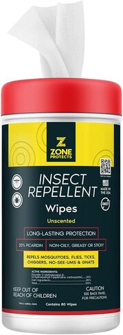 Picaridin Unscented Insect Repellent Wipes; 80-ct Picaridin Wipes, 12-hr Proven Protection; Mosquitoes, Ticks, Gnats, Chiggers in Kuwait