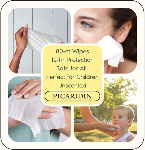 Picaridin Unscented Insect Repellent Wipes; 80-ct Picaridin Wipes, 12-hr Proven Protection; Mosquitoes, Ticks, Gnats, Chiggers in Kuwait