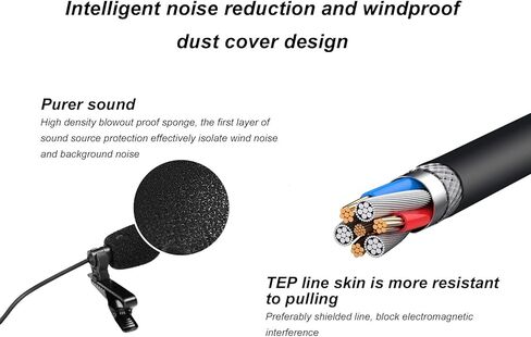 Acouto Lavalier Microphone Mic for ONE R & Type C Smartphone, Plug and Play, Noise Reduction in Saudi Arabia