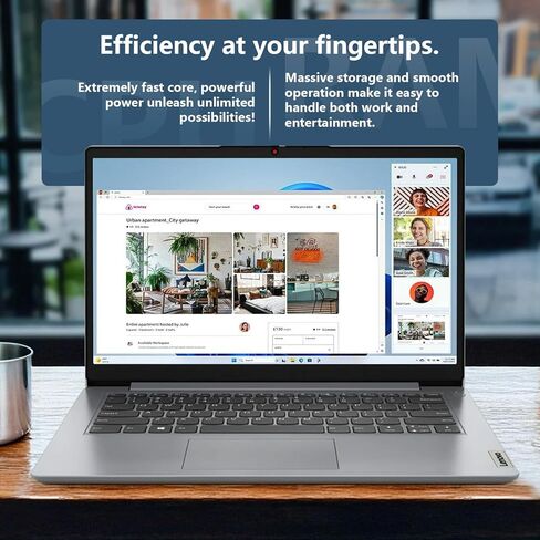 كمبيوتر محمول Lenovo IdeaPad 1 للاستخدام اليومي، شاشة 14 بوصة عالية الدقة، ذاكرة وصول عشوائي 8 جيجابايت، تخزين 384 جيجابايت (128 جيجابايت eMMC + 256 جيجابايت PCIe)، مكتب 365 لمدة عام، معالج Intel Core، Win 11 Home، حزمة مع ماوس Thunderobot اللاسلكي in Saudi Arabia