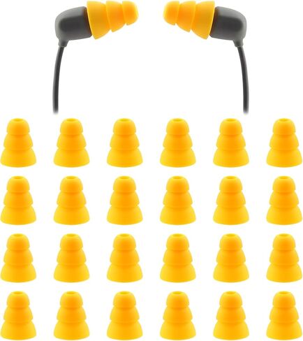 Replacement Triple Flange Ear Tips for Elgin Discord Gen 3 / Rumble/Rumble Wired, Soft Silicone Ear Tips, 12 Pairs (Yellow, Large) in Saudi Arabia
