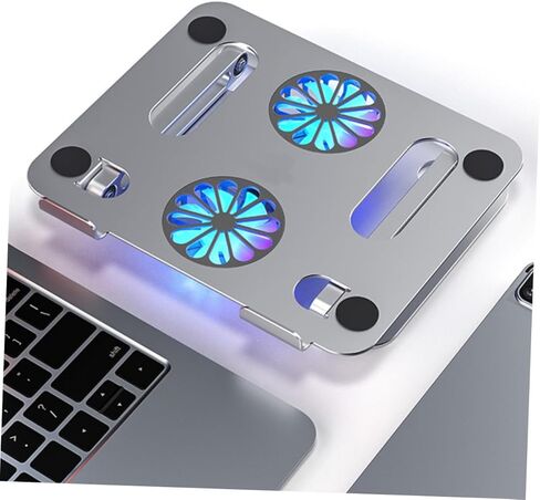 قاعدة تبريد للكمبيوتر المحمول من الألومنيوم بمروحة مزدوجة مع ارتفاع قابل للتعديل وتصميم قابل للطي لتبريد USB هادئ، متوافقة مع أجهزة الكمبيوتر المحمولة مقاس أقل من 17.3 بوصة، فضي، مناسبة للألعاب in Kuwait